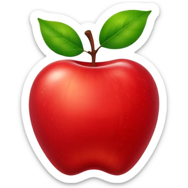 A red apple emoji, shiny and fresh with a leaf. sticker