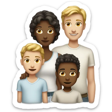 white mom with 3 white children (a teen boy and two small boys) sticker