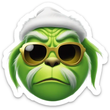 The grinch wearing a golden chain with sunglasses sticker