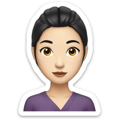 wasian girl with long black hair and eyeliner from head to chest sticker