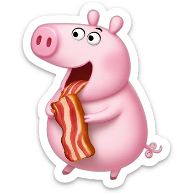 Peppa pig eating bacon sticker