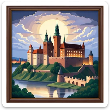 Cinematic Realistic Wawel Castle Landmark Emoji, depicted with the historic royal castle rendered with intricate detail and dramatic, majestic lighting. sticker