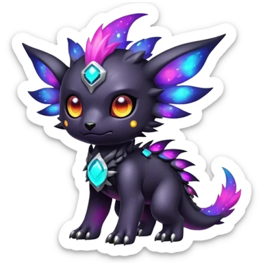 Cute cool colorful dark nebula fantasy-Digimon-animal-hybrid full body sticker
