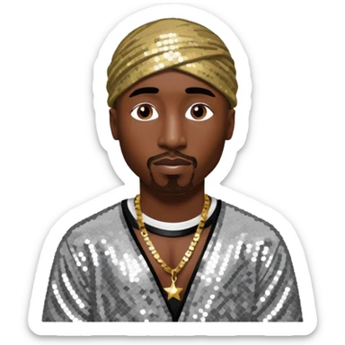 Tupac with silver sequin outfit sticker