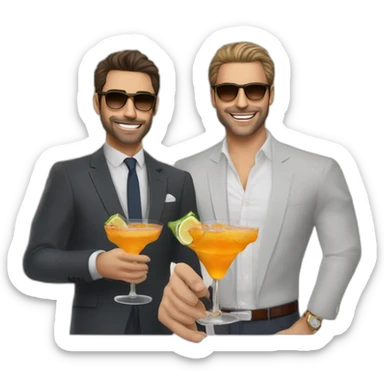 Ferrari 412 with 2 guys in front wirh cocktails in their hand sticker