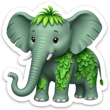 Green Feathered elephant sticker