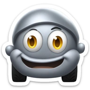 Metal cute Kirby bubble Gray ball driving on car wheels with mad eyebrows  sticker