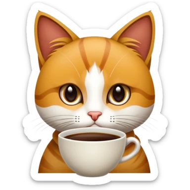 Yanında bir bardak çay olan tekir kedi sticker