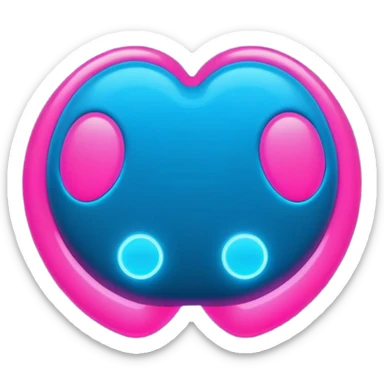 minimalist cartoon butt, neon pink and blue glowing outline, smooth rounded shapes, cyberpunk aesthetic, high contrast, vector style, no background sticker