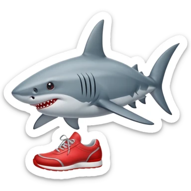 Shark wearing red shoes sticker