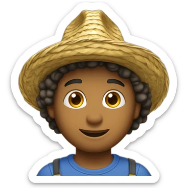 Garçon avec un chapeau de paille sticker