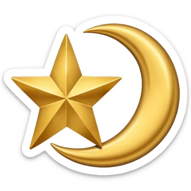 Star and Crescent emoji with black background and no face only star and crescent. sticker