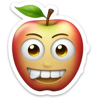 Apple Emoji smiling with tear coming down from one eye sticker