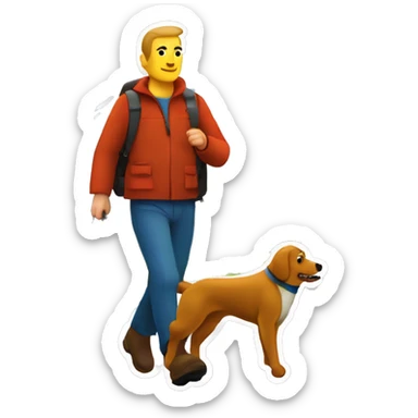 there is a man and a dog walking in the mountains, in style of kyrill kotashev, mountain label, shoulder patch design, logo, logo, by Konstantin Savitsky, by Roman Bezpalkiv, by Serhii Vasylkivsky, patch design, by Ivan Mrkvička, by Nikola Avramov sticker