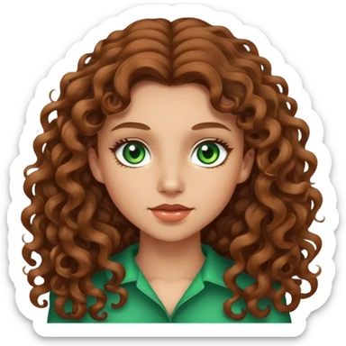 Long Brown curly hair girl with green eyes  sticker