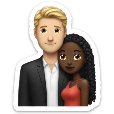 White man in love with Black girl sticker