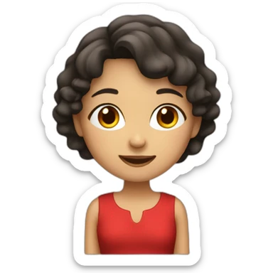 A girl her name is aida  with red top  sticker