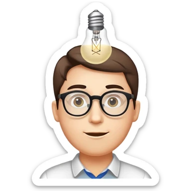 face with glasses and a lightbulb above the head, representing genius sticker