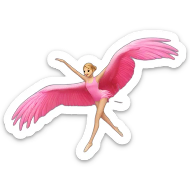 Flamingo fitness girl flying sticker