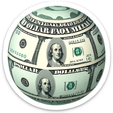 Snow ball with dollar bills  sticker