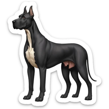 Black Male Great Dane with cropped ears in a show stance sticker