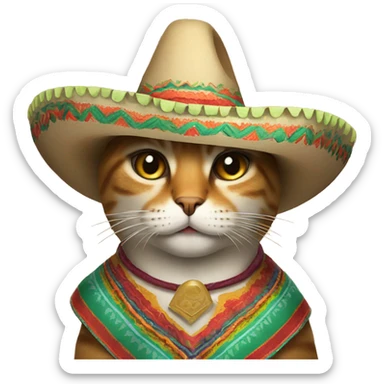 Mexican cat with a sombrero  sticker