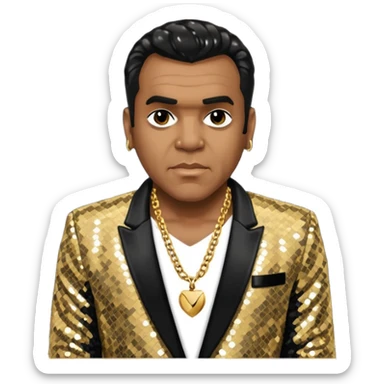 Ronald Isley with black sequin jacket, shirtless with necklace  sticker