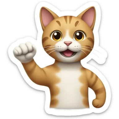 Cat waving sticker