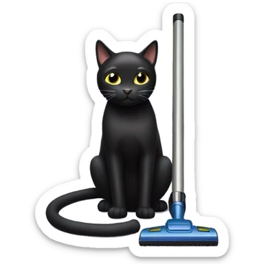 Black cat with vacuum  sticker