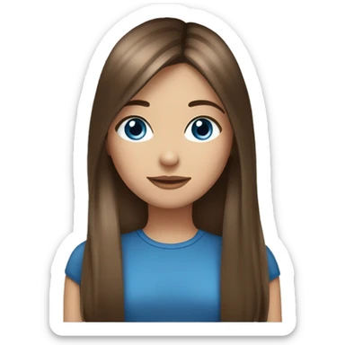 brunette straight hair girl with blue eyes with yorkshire terrier sticker