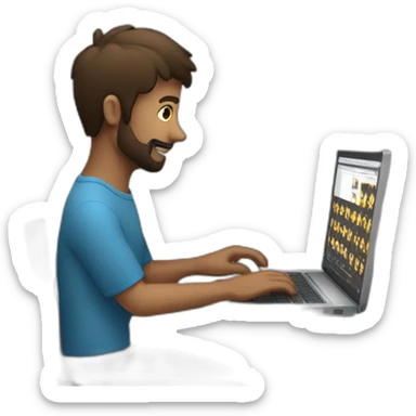 A man Video editor work on laptop sticker