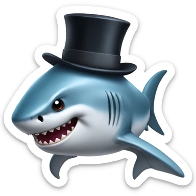 Shark with a top hat sticker