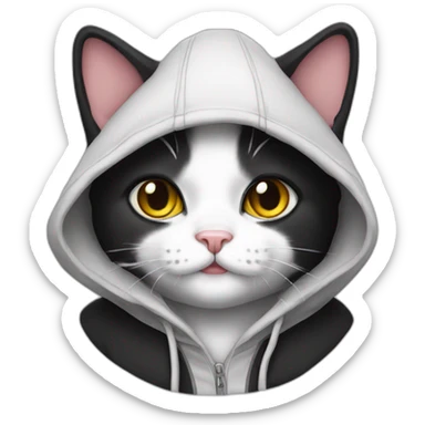 Tuxedo cat with hoodie sticker