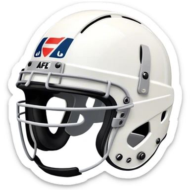 Cinematic Realistic image of AFL headgear featuring detailed cushioning and protective design elements, rendered with dynamic reflections on synthetic materials and set against a blurred action-packed background sticker