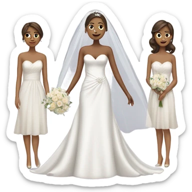 Bride with three bridesmaids  sticker