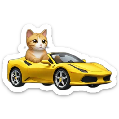 Cat drives a Ferrari sticker