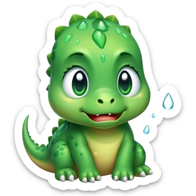 baby dinosaur crying tears sad sticker