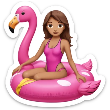 Woman floating in a floatie at the lake sticker