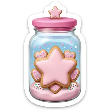 pastel pink christmas cookies in different shapes in jar with pink lid  sticker