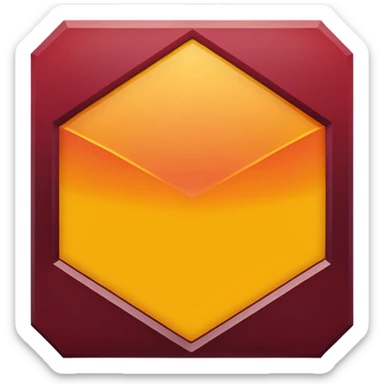 A sharp-edged hexagon with a thick yellow border that shifts slightly toward orange. The inside is a smooth dark-red to maroon gradient. In the center, add a large bold capital V colored with a yellow-orange gradient similar to the border. Keep everything clean, centered, and with no background. sticker