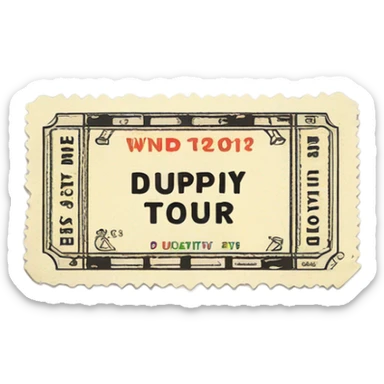 Concert ticket that says duplicity world tour sticker