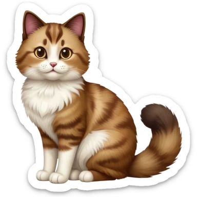 cinematic-[showshoe cat]-realistic-full-body-sitting-emoji,-tail-curled-playfully-around-its-paws,-head-tilted-dramatically,-fluffy-[brown]-fur,-simplified-yet-realistic-focused-features,-highly-detailed,-glowing-with-an-almost-sarcastic-glow sticker