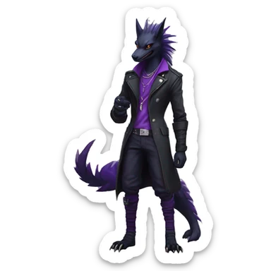 Black and purple edgy punk nargacuga-sergal full body sticker
