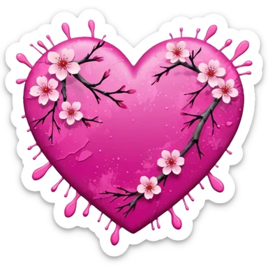 sakura heart with a paint splatter sticker