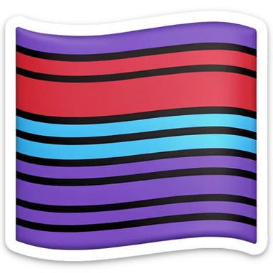 Flag with purple, blue, red and black lines  sticker