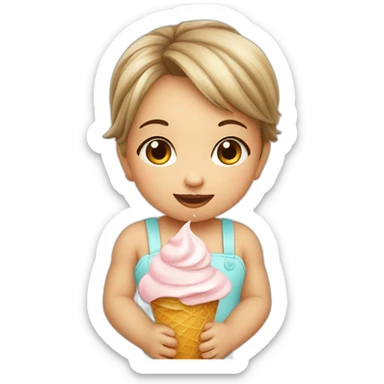 Cute little baby girl with icecream sticker
