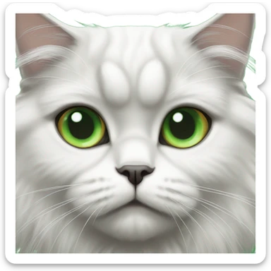 White and gray Persian cat with green eyes sticker