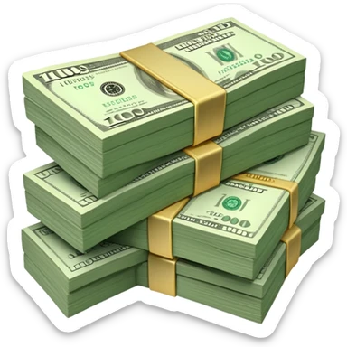 money stacked, muted green 100 dollar bills, soft luxury rich  sticker