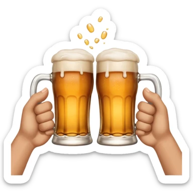hands clinking beer mugs cheers no face sticker
