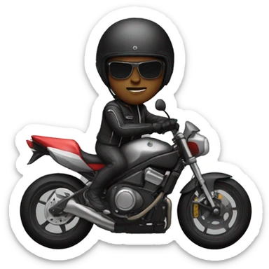 biker on a black sport bike with a full face helmet on sticker